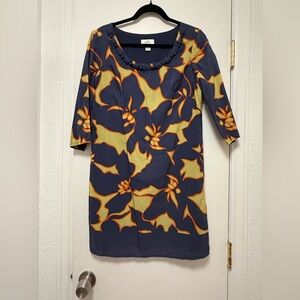 Ann Taylor LOFT Blue Yellow Floral Print Shift Dress | Size 0